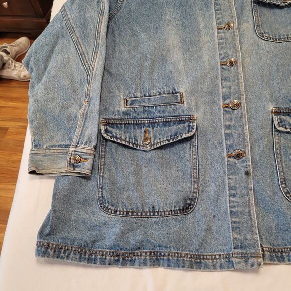 Denim Barn Jacket Womans 2X Blue Baccini Chore Coat Corduroy Collar Vintage - Picture 3 of 10